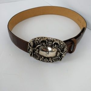 Vintage Brighton Belt Brown Leather Cherub Buckle